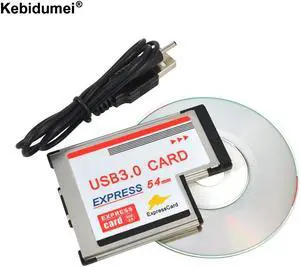 Kebidumei  Express Card 54mm to USB 3.0 Card 2 Port Expresscard PCI-E to USB Adapter Converter