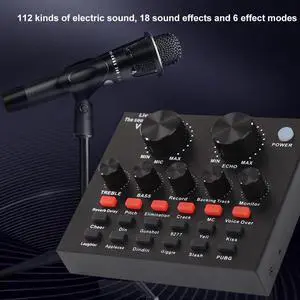 V8 USB 5.0 Audio Sound Card USB External Headset Microphone Webcast Live Broadcast Sound Card Adapter for PC Phone Computer