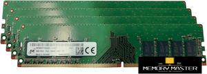 Micron 32GB(4X8G) MTA8ATF1G64AZ-2G6E1 DDR4-21300 UDIMM 1RX8 PC4-2666V-UA2-11 Desktop Memory