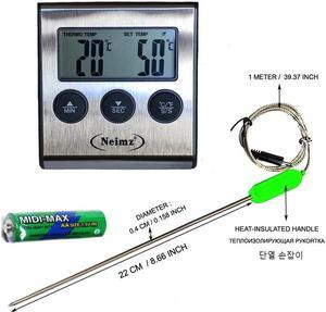 Digital BBQ Roast Meat Thermometer for Kitchen Oven Food Cooking with 22cm Long Temperature Sensor Probe for Milk Sugar Liquid