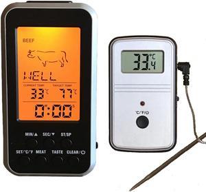 Digital BBQ Thermometer Wireless Kitchen Oven Food Cooking Grill Smoker Meat Thermometer with Probe and Timer Temperature Alarm