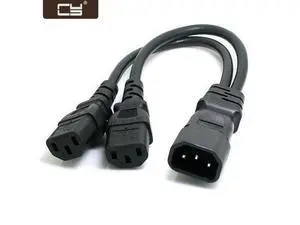 Single C14 to Dual C13 5-13R Short Power Y Type Splitter Adapter Cable Cord PW-037 Single C14 to Dual C13 5-13R Short Power Y Type Splitter Adapter Cable Cord PW-037