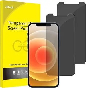 JETech Privacy Screen Protector for iPhone 12/12 Pro 6.1-Inch, Anti Spy Tempered Glass Film, 2-Pack