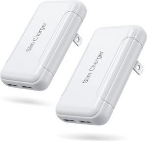 Slim USB Wall Charger 2Pack 3A/5V Dual Port Wall Charger Adapter with Foldable Plug Flat USB Charger Block Charging Box Brick Cube for iPhone 16 15 14 13 12 Pro Max  LG Pixel Android