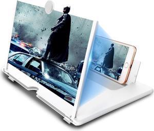 Newseego 12 inch Phone Screen Amplifier, HD Mobile Phone Screen Magnifier Pulling-Out Movie Video Enlarger Anti-Blue Ray Eye Protection with Foldable Stand Holder for All Smartphones-White