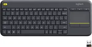 K400 Plus Wireless Touch TV Keyboard With Easy Media Control and Built-in Touchpad HTPC Keyboard for PC-connected TV Windows Android Chrome OS Laptop Tablet - Black