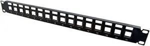 C2G Legrand 16 Port Patch Panel, Ethernet Keystone Panel with Blank 1U Keystone, Keystones for Ethernet Cables Work with Snap-in Jack, Including Cat6, Black, 1 Count, C2G 03858, Welcome to consult
