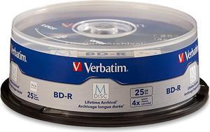 Verbatim M-Disc BD-R 25GB 4X with Branded Surface - 25pk Spindle