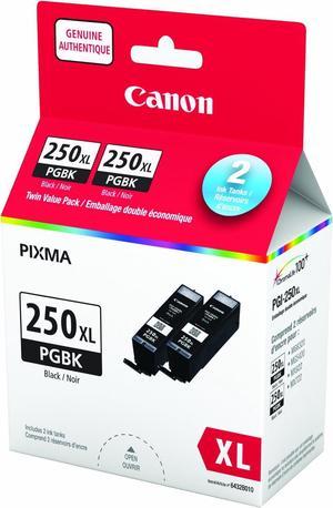 Genuine Canon PGI-250XL HIGH Yield Twin Ink Tank Value Pack, Black, 2 Pack (6432B010)