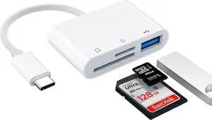USB C SD Card Reader Adapter Type C Micro SD TF Card Reader Adapter 3 in 1 USB C to USB Camera Memory Card Reader Adapter for New Pad Pro MacBook Pro and More UBC C Devices