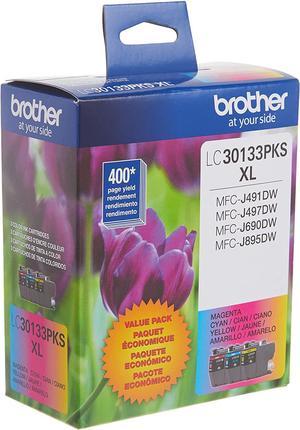 Brother Printer Genuine LC30133PKS 3-Pack High Yield Color Ink Cartridges, Page Yield Up to 400 Pages/Cartridge, Cyan/Magenta/Yellow