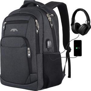 Laptop Backpack for Men and Women with 15.6in/17.3inch Computer Compartment, School Backpack for Teen Boys Girls(Fits 15.6in Laptop, A-Carbon Black)