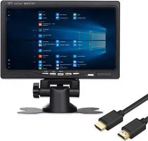 7 Inch Monitor HDMI - 1024x600 HD TFT LCD Screen Display AV VGA Input Built in Speaker for Raspberry Pi 3 Model B+ 3B CCTV Computer PC DVR Car