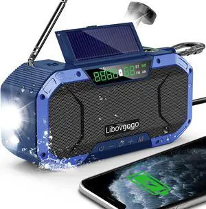 Bluetooth Hand Crank Emergency Solar Powered Radio,Waterproof Portable NOAA Weather AM FM Radio Speaker,Wind Up Flashlight Phone Charger,5000mAH Battery Operated for Storm,Outage,Hurricane,Survival Bluetooth Hand Crank Emergency Solar Powered Radio,Waterproof Portable NOAA Weather AM FM Radio Speaker,Wind Up Flashlight Phone Charger,5000mAH Battery Operated for Storm,Outage,Hurricane,Survival