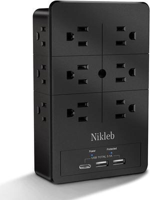 Multi Plug Outlet Extender Nikleb, Surge Protector 12 Outlets, Wall Plug with 2 USB+ USB C Ports Total 3.1A, Charger Blocks Wall Mount, Outlet Splitter Heavy Duty for Home, Office, Garage Improvement