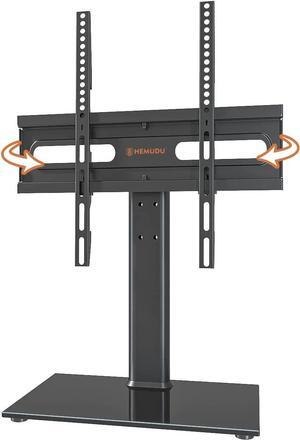 Universal Swivel TV Stand - Table Top TV Stand for 27-60 inch LCD LED TVs - Height Adjustable TV Base Stand with Tempered Glass Base & Wire Management, VESA 400x400mm HT06B-002