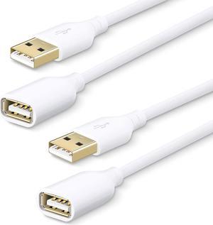 Fasgear USB 2.0 Extension Cable 10ft/3m 2 Pack - A Male to A Female Charging and Syncing USB Extender Cord (White)