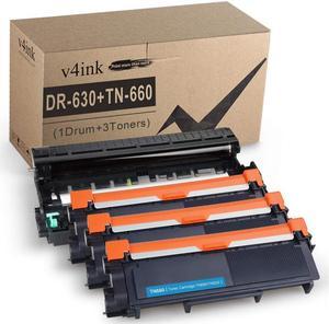 V4INK Compatible Toner Cartridge and Drum Unit Set Replacement for Brother TN660 TN630 DR630 (1 Drum + 3 Toner),for HL-L2340DW L2380DW HL-L2300D L2320D MFC-L2700DW L2740DW L2720DW DCP-L2540DW