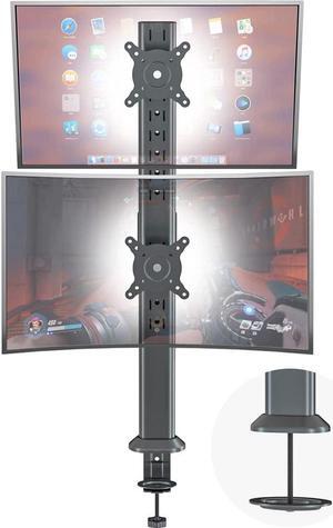 HEMUDU Dual Monitor Articulating Desk Mount Arm Stand - Vertical Stack Screen Supports Two 13 to 34 Inch Computer Monitors with C Clamp