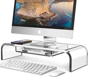 Computer Acrylic Monitor Stand Riser with Storage - Larger Size Single Clear PC Desktop Monitor Holder for Desk, Keyboard Storage, Laptop, TV Screen, Home, Office, Gift Ideas