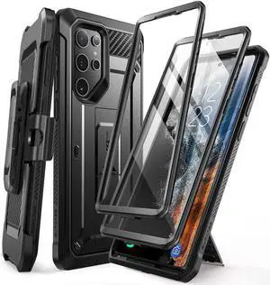 for  Galaxy S22 Ultra Case with Stand [Unicorn Beetle Pro] [2 Front Frames] [Built-in Screen Protector & Belt-Clip] Military-Grade Protection Phone Case for Galaxy S22 Ultra Black