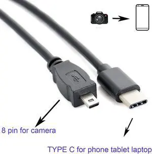 OTG Data Cable Type-C USB-C Smart Phone to for Nikon Camera UC-E6 UC-E23 UC-E17 Photo Transfer Cord for Nikon SLR DSLR D3300 D750 D5300 D7200 D3200 Coolpix L340 L32 A10