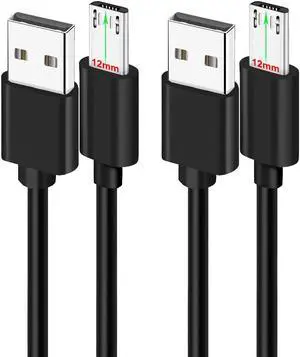 U 2-Pack 3FT 12mm Extra Long Tip Micro USB Cable Extended Connector for AGM/Blackview/Oukitel/Doogee/Leagoo/Zoji/Guophone V19 X3 Rugged Phones or Case with Deep Recessed Ports