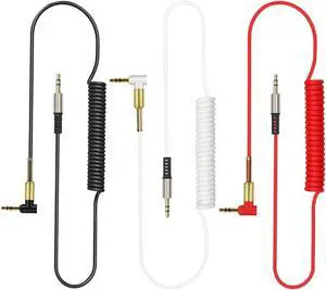 O 3.5mm Aux Audio Cable 1/8 Stereo Aux Cable for Car, [3 Pack] 90 Degree Right Angle Aux Cable 3.5mm Male to Male Audio Cable Stereo Auxiliary Cable - White,Black,Red