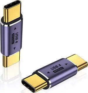 A 2 Pack USB C Male to Male Adapter, USB Type C Coupler Extender Support 100W, 40Gbps, 8K@60Hz for Thunderbolt 4/3, MacBook Pro/Air, Laptop, Phones and More Type C Devices