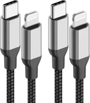 2Pack MFi Certified 3ft USB-C to Lightning Cable - Fast Charging for iPhone 14-8 iPad