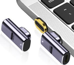 140W Magnetic 90 Degree Adapter (2 Pack) Right Angle USB-C Male to USB-C Female 40Gbps Connector for MacBook Pro/Air Tablet Laptop Mobile Phone and More Type C Devices