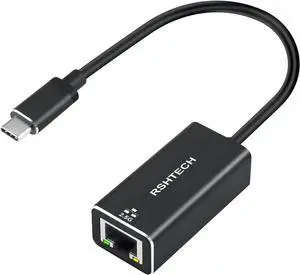 RSHTECH USB C to 2.5G Ethernet Adapter Aluminum Thunderbolt 3 Type C 2.5 Gigabit Network Adapter, Portable USB RJ45 LAN Adapter for MacBook Pro, MacBook Air, iPad Pro, iPad and More (RSH-WK-C25)