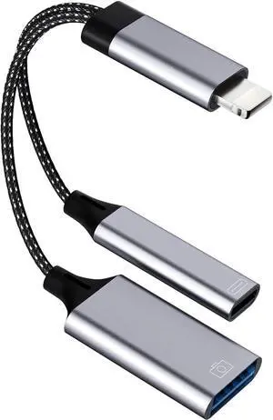 Iphone Lightning Male to USB Female OTG Adapter Charger Cable Converter for 13 12 11 Pro Max X Xr 7 8plus Ipad Dongle Splitter Camera Memory Flash Drive Cord Card Reader Mouse Keyboard Data Sync