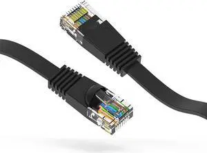 1ft (0.3M) Cat6 Flat Ethernet Cable 1 Feet (0.3 Meters) Gigabit LAN Network Cable RJ45 High Speed Patch Cord for Xbox, PS4, PS3, Modem, Router, LAN, Switch Compatible Cat5e/Cat6 Network, Black
