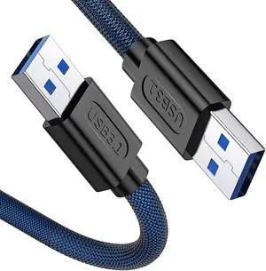 USB 3.0 A to A Male Cable- 1.65 FT USB 3.0 Male to Male Cable Double End USB Cord Compatible with Hard Drive Enclosures DVD Player Laptop Cooler - Blue