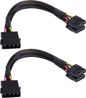 XMSJSIY 4 Pin IDE Y Splitter Adapter Connecter Cable 4 Pin IDE Male to Dual Female Power Supply Extension Cable-23cm/9inch 2 pcs