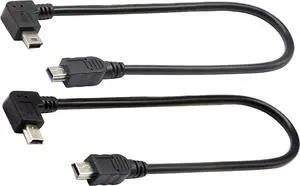 z (2-Pack) USB 2.0 Mini B Male Extender Cable, 90 Degree Right & Left Angled USB 2.0 Mini B Male to Male Extension Cable Data Sync and Charging Cable for Laptop & Tablet & Mobile Phone (28CM)