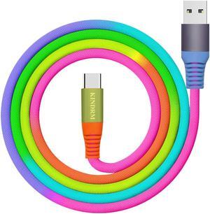 USB C Charger 6ft Colorful Gradual Braided USB A to Type C Cable Fast Charging Cord for iPhone 16 15 Pro Max Carplay iPad Air/Mini  Galaxy S24 S23 S22 S21 S20 A54 A53 LG More