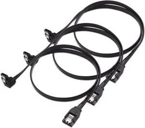Cable Matters 3-Pack 90 Degree Right Angle SATA Cable 24 Inches (6.0 Gbps SATA III Cable, SATA Cable for SSD, SATA SSD Cable, SATA 3 Cables) Black