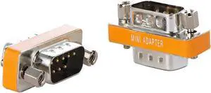 DB9 Null Modem Adapter Male to Male Slimline Data Transfer Serial Port Adapter 2 Pack