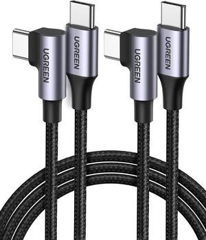 UGREEN USB C to USB C Cable 60W 2 Pack Right Angle PD 3.0 Type C Fast Charging Cord USB C Charger Cable Compatible with iPhone 15 Pro Max, Galaxy S24 S23 S22 Ultra, iPad Pro Air Mini, MacBook, 3FT