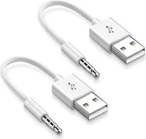 i Charging Cable for iPod Shuffle Cable USB Data Sync Cable Cord 3.5mm Male AUX Plug to USB Male Adapter Cable Charger Converter Headphone Audio Extender Jack for iPod Shuffle 3 4 5 6 Gen 2-Pack