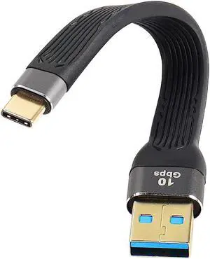 C 10Gbps Short USB Type C Cable,5inch USB A 3.0 Male to USB C 3.1 Male Cable,USB C 3.1 3A Fast Charging FPC Flat Cable Compatible with Power Bank, Car Charger,Phone(c-a)