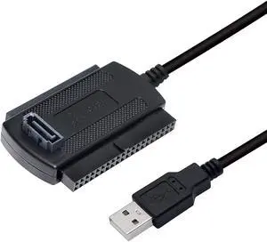 SinLoon USB to SATA IDE Converter Cable Adapter USB 2.0 to 2.5/3.5/5.25in IDE and SATA Adapter Cable (1.8FT/Black)