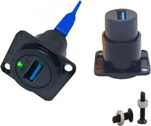 USB 3.0 D Panel Mount Solderless Connector USB 3.0 Female to Female Coupler Socket Pass Through Adapter Speed 5Gbps for Audio Video Optoelectronic Network Equipment