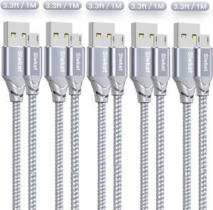 Siwket Micro USB Cable 5Pack 33ft1M USB Micro Charging Cable Braided Android Fast Charger Cable Cord for Samsung Galaxy J7S7S6Kindle FireFire HD TabletsPS4 ControllerSonyHTCLGMotoHuawei