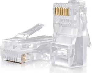 SHD RJ45 Connectors RJ45 Crimp Ends 8P8C UTP Network Plug for CAT5 CAT5E CAT6 Stranded Cable Solid Crystal Head 100PCS
