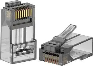 VCE CAT6 Connectors Pass Through UL-Listed 50-Pack, RJ45 Modular Plug 50u Gold Plated 8P8C Ethernet Ends for CAT6 CAT5E CAT5 Solid or Stranded UTP Network Cable, Black, Support POE