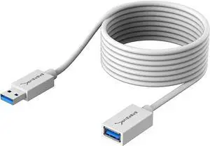 S USB Extension Cable 10 Ft, USB 3.0 Type A Male to Female Extender Cord, Fast Data syncing & Transfer UP to 5 Gbps for Xbox, Playstation, Keyboard, Camera, Printer Hard Drive [White] (CB-301W)