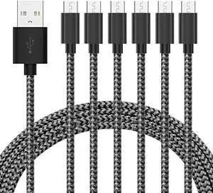 Gopala Micro USB Cable Android Charger [6-Pack 5ft] Nylon Braided Fast Sync&Charging Cord for Android Samsung Nexus LG HTC Nokia Sony and More